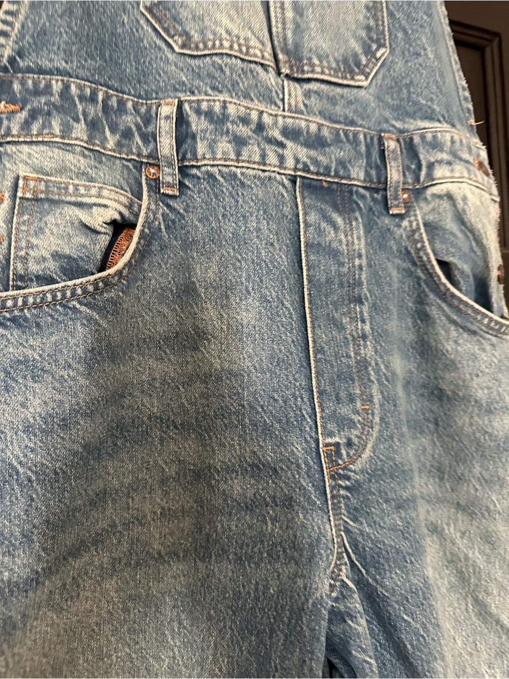 We the Free Good Luck Barrel Blue Denim Overalls Lg. - Picture 4 of 7